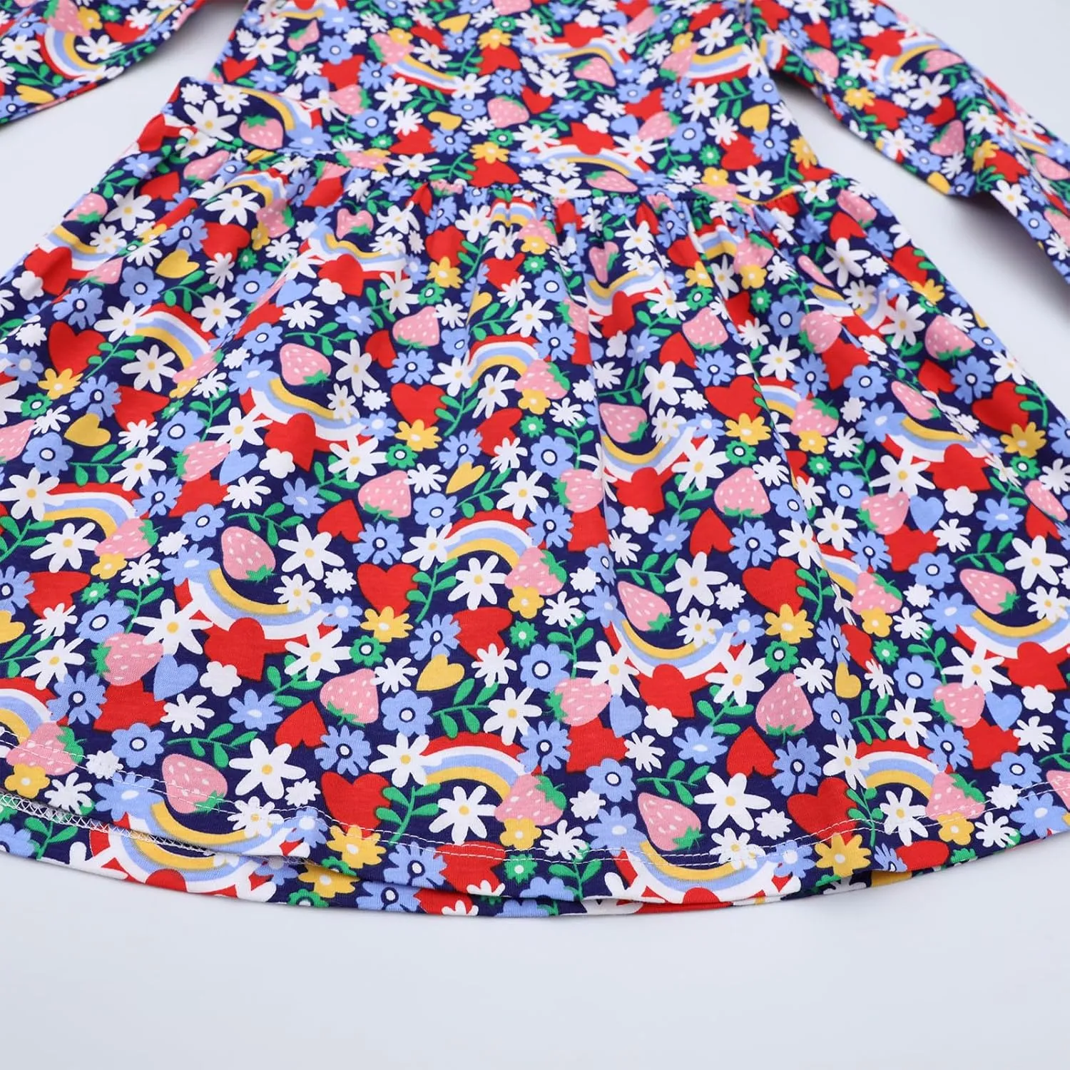 Girl Dress Casual Floral Applique Peter Pan Collar Long Sleeve Tutu Fall Christmas Tunic Shirt Clothes