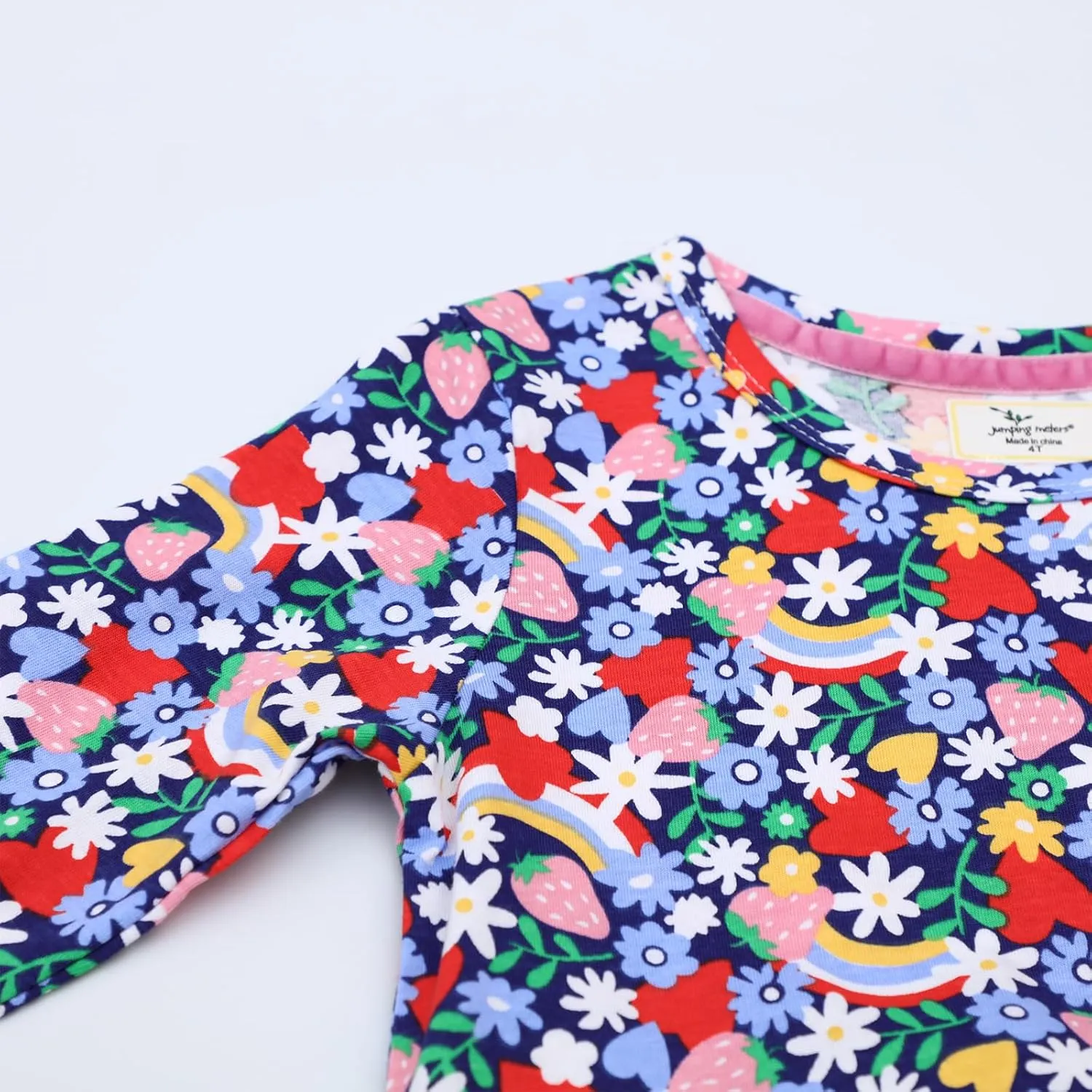 Girl Dress Casual Floral Applique Peter Pan Collar Long Sleeve Tutu Fall Christmas Tunic Shirt Clothes
