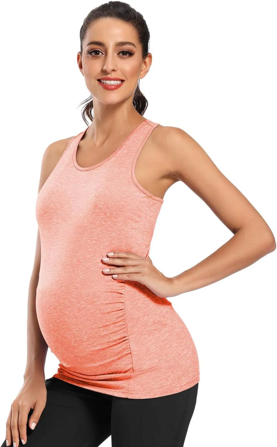 Glampunch 3PCS Maternity Yoga Tops Sleeveless Racerback Workout Athletic Maternity Tank Tops Pregnancy T-Shirt