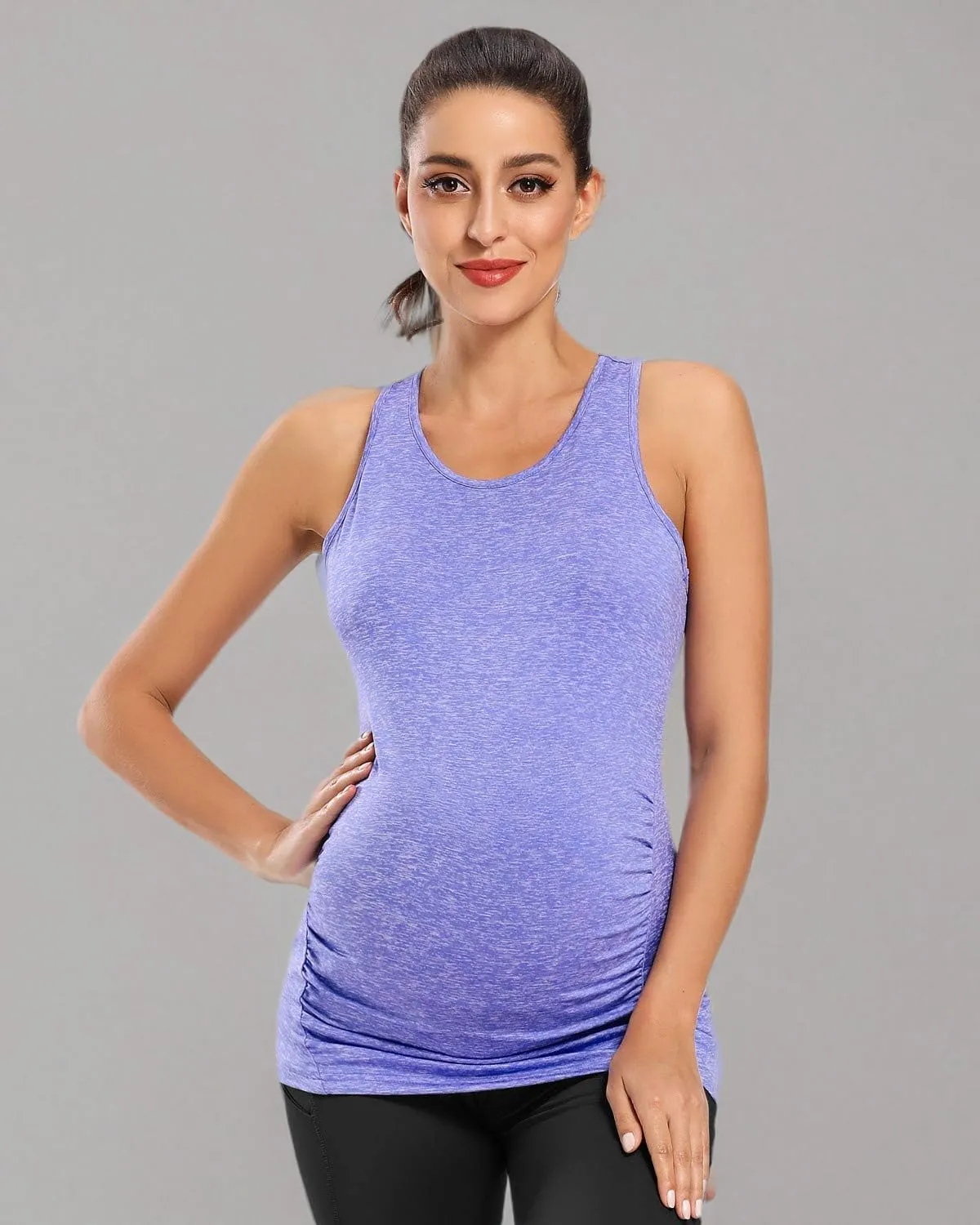 Glampunch 3PCS Maternity Yoga Tops Sleeveless Racerback Workout Athletic Maternity Tank Tops Pregnancy T-Shirt