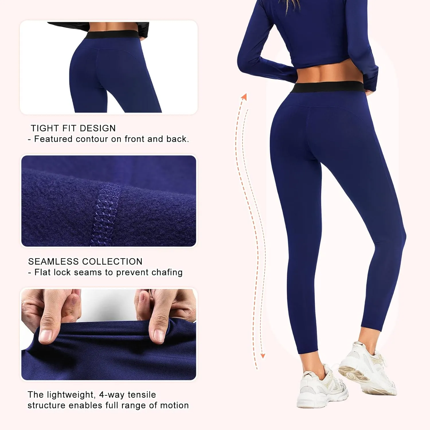 Guooolex Women Fleece Lined Thermal Leggings High Waist Winter Athletic Base Layer Bottoms Warm Compression Leggings Pants