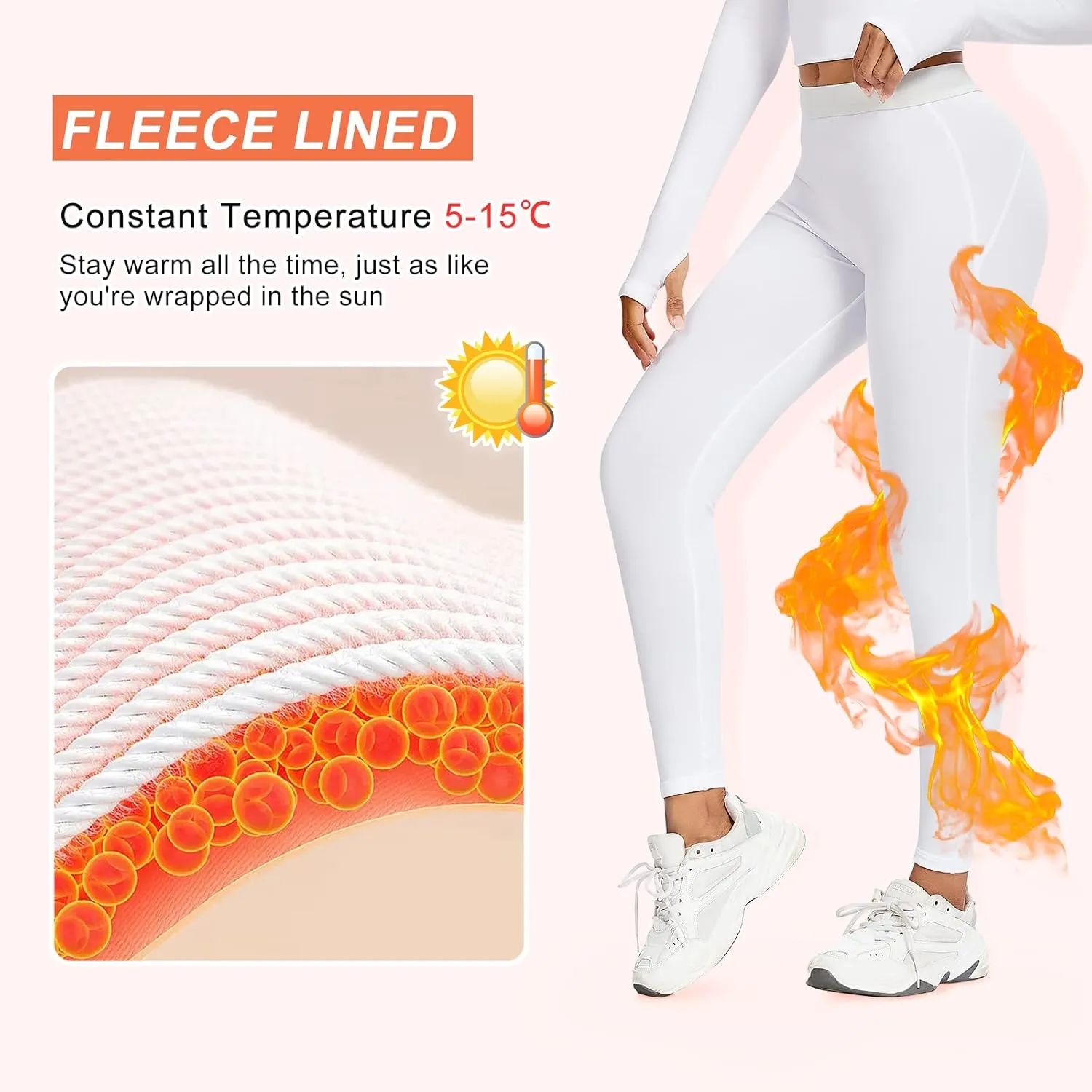 Guooolex Women Fleece Lined Thermal Leggings High Waist Winter Athletic Base Layer Bottoms Warm Compression Leggings Pants