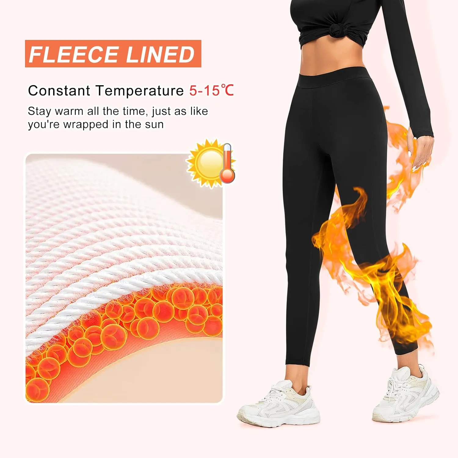 Guooolex Women Fleece Lined Thermal Leggings High Waist Winter Athletic Base Layer Bottoms Warm Compression Leggings Pants