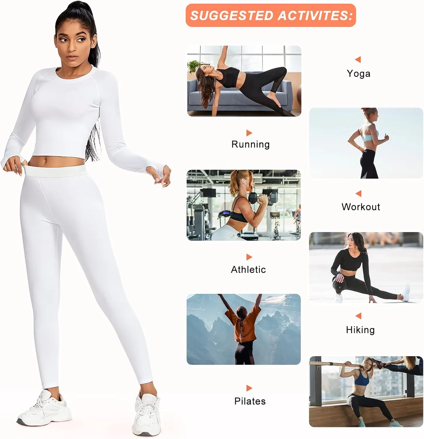 Guooolex Women Fleece Lined Thermal Leggings High Waist Winter Athletic Base Layer Bottoms Warm Compression Leggings Pants