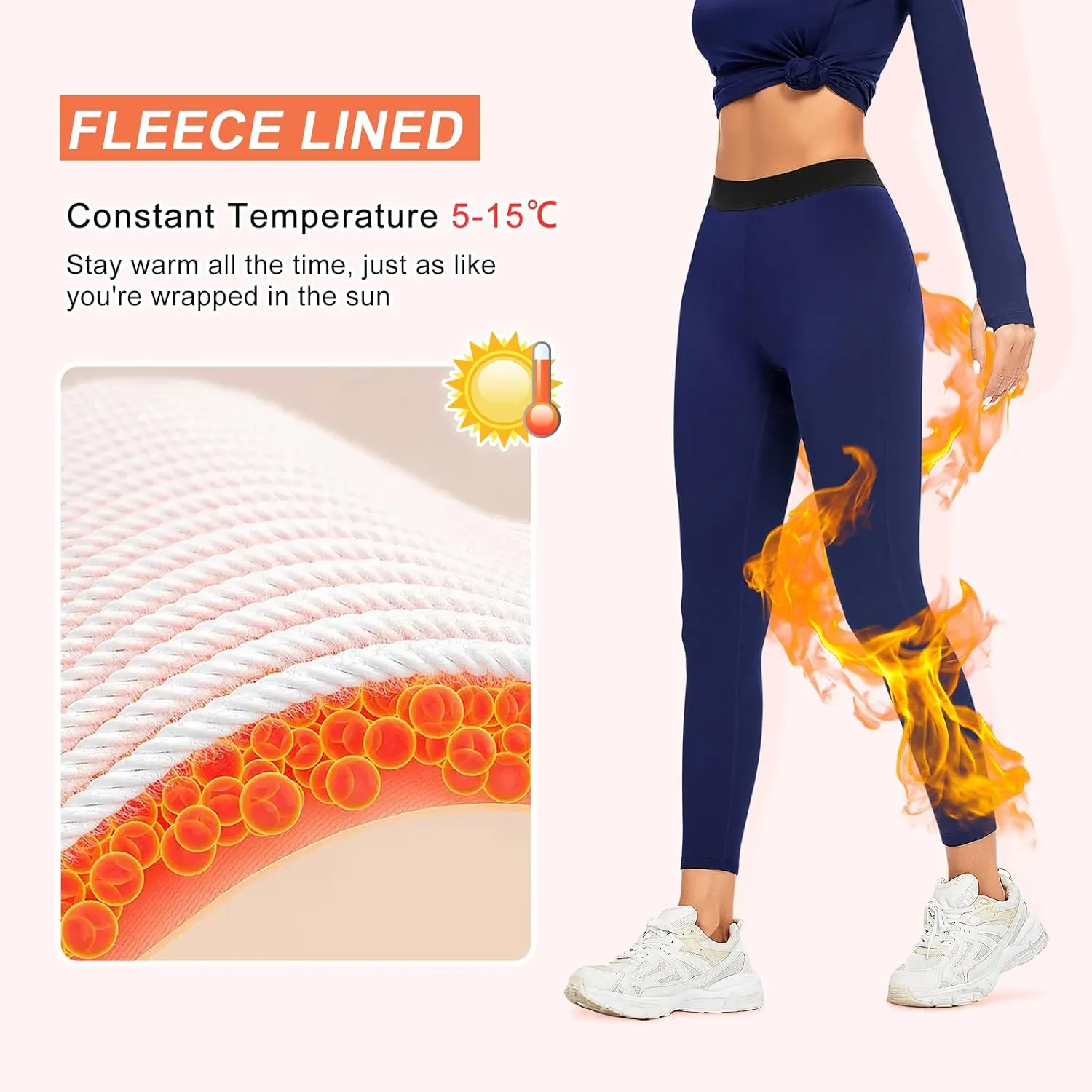 Guooolex Women Fleece Lined Thermal Leggings High Waist Winter Athletic Base Layer Bottoms Warm Compression Leggings Pants