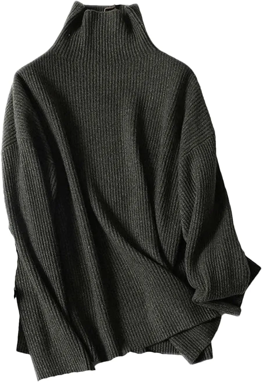 Hgvcfcv Women Cashmere Turtleneck Sweater Women Ribbed Knit Oversized Loose Pullovers