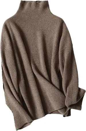 Hgvcfcv Women Cashmere Turtleneck Sweater Women Ribbed Knit Oversized Loose Pullovers