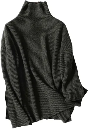 Hgvcfcv Women Cashmere Turtleneck Sweater Women Ribbed Knit Oversized Loose Pullovers
