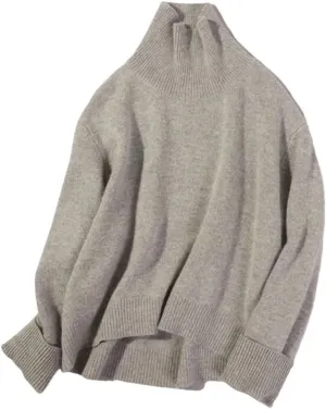 Hgvcfcv Women Sweater Turtleneck Knit Ladies Thick Oversized Pullovers