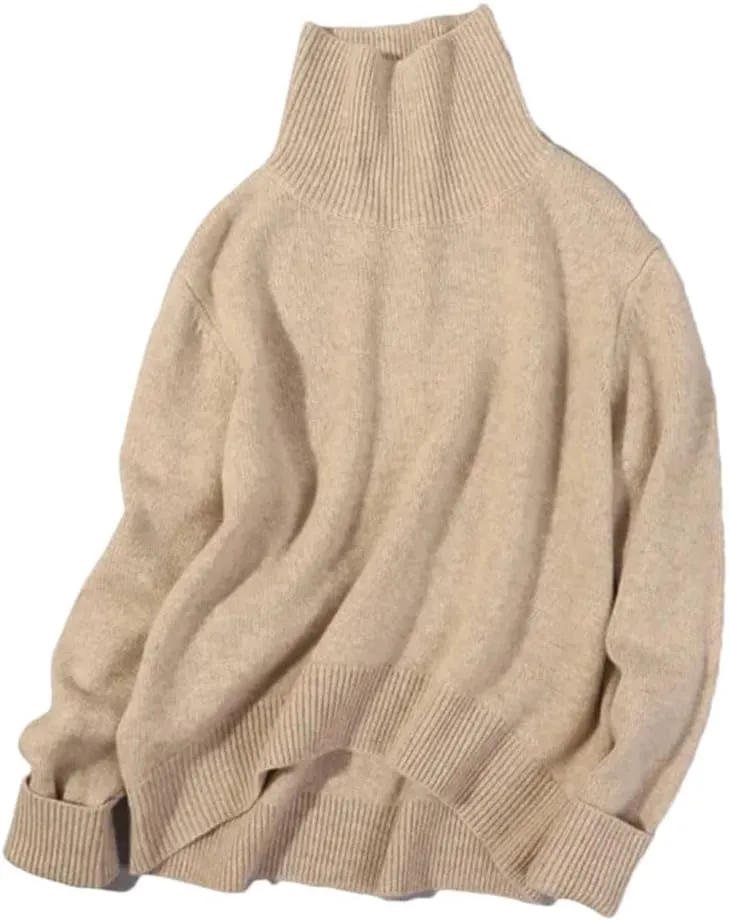 Hgvcfcv Women Sweater Turtleneck Knit Ladies Thick Oversized Pullovers