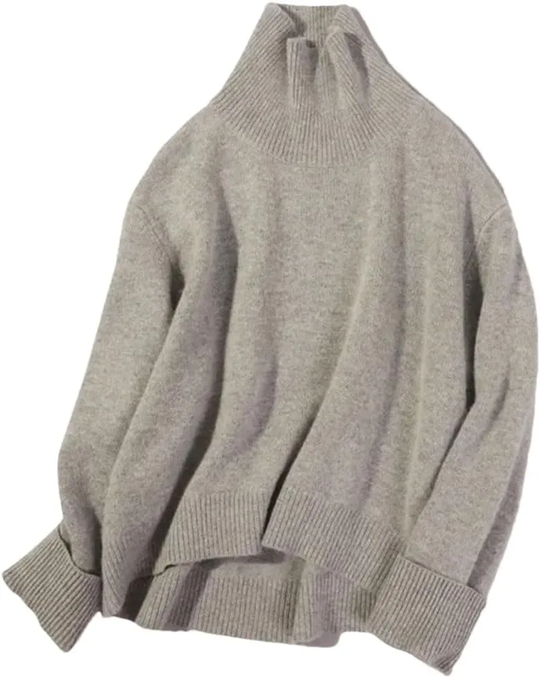 Hgvcfcv Women Sweater Turtleneck Knit Ladies Thick Oversized Pullovers