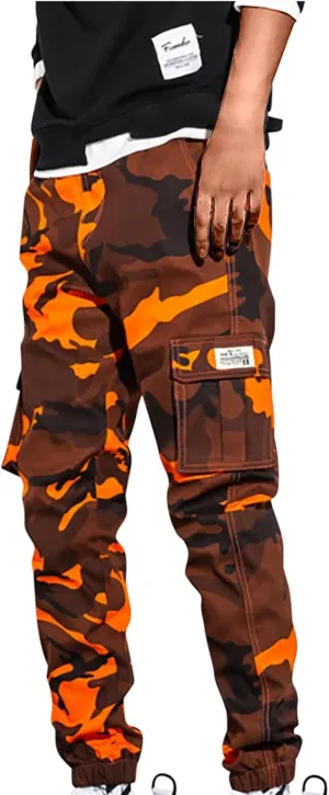 Hiking Pants Men Camo Cargo Pants for Men Casual Camo Lightweight Joggers Work Pants Multi-Pocket Military Pants