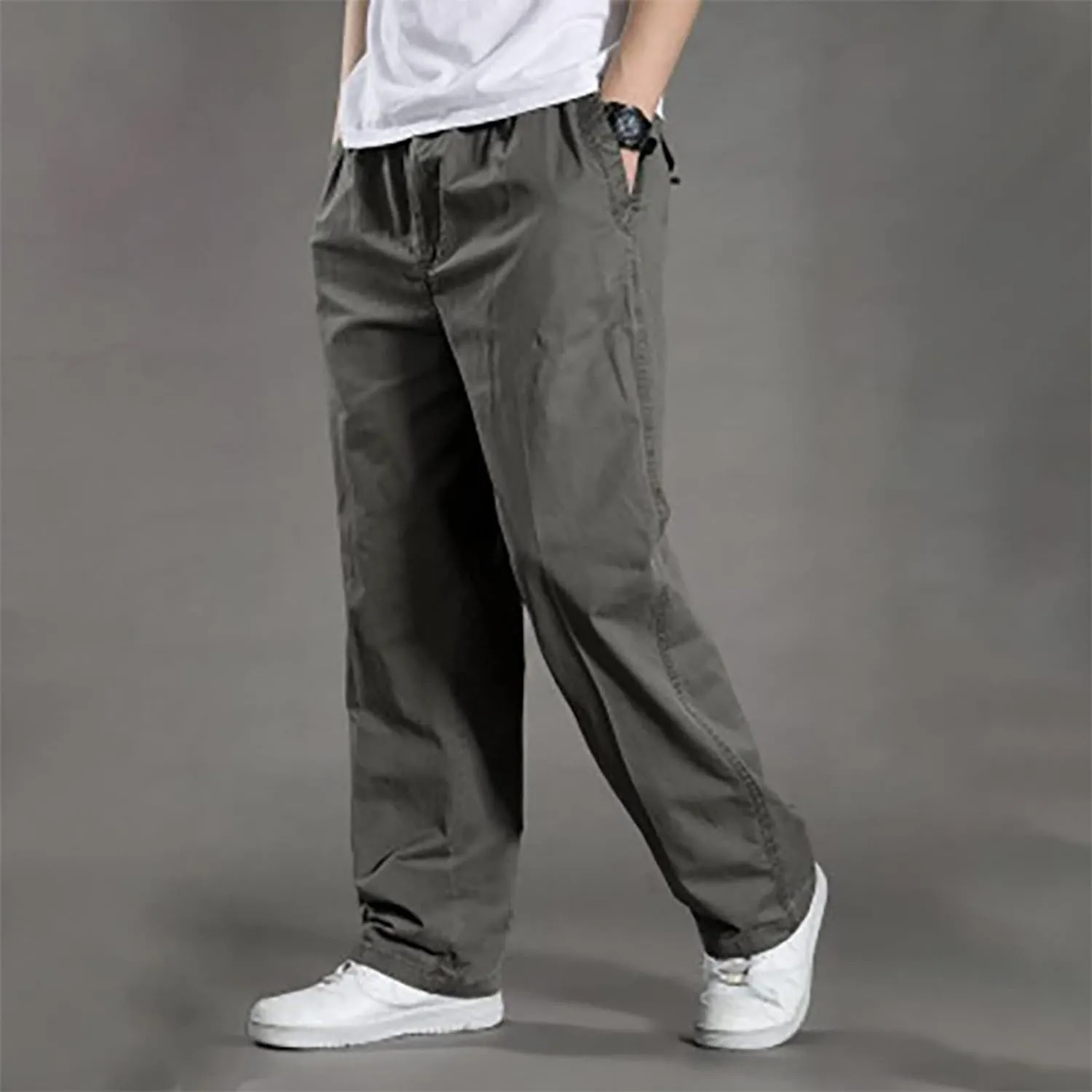 Hiking Pants Men Lightweight Big and Tall Dress Pants Casual Elastic Waist Cargo Pants Breathable Stretch Golf Pants