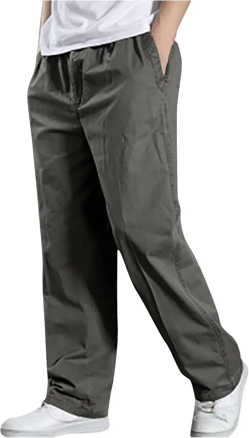 Hiking Pants Men Lightweight Big and Tall Dress Pants Casual Elastic Waist Cargo Pants Breathable Stretch Golf Pants