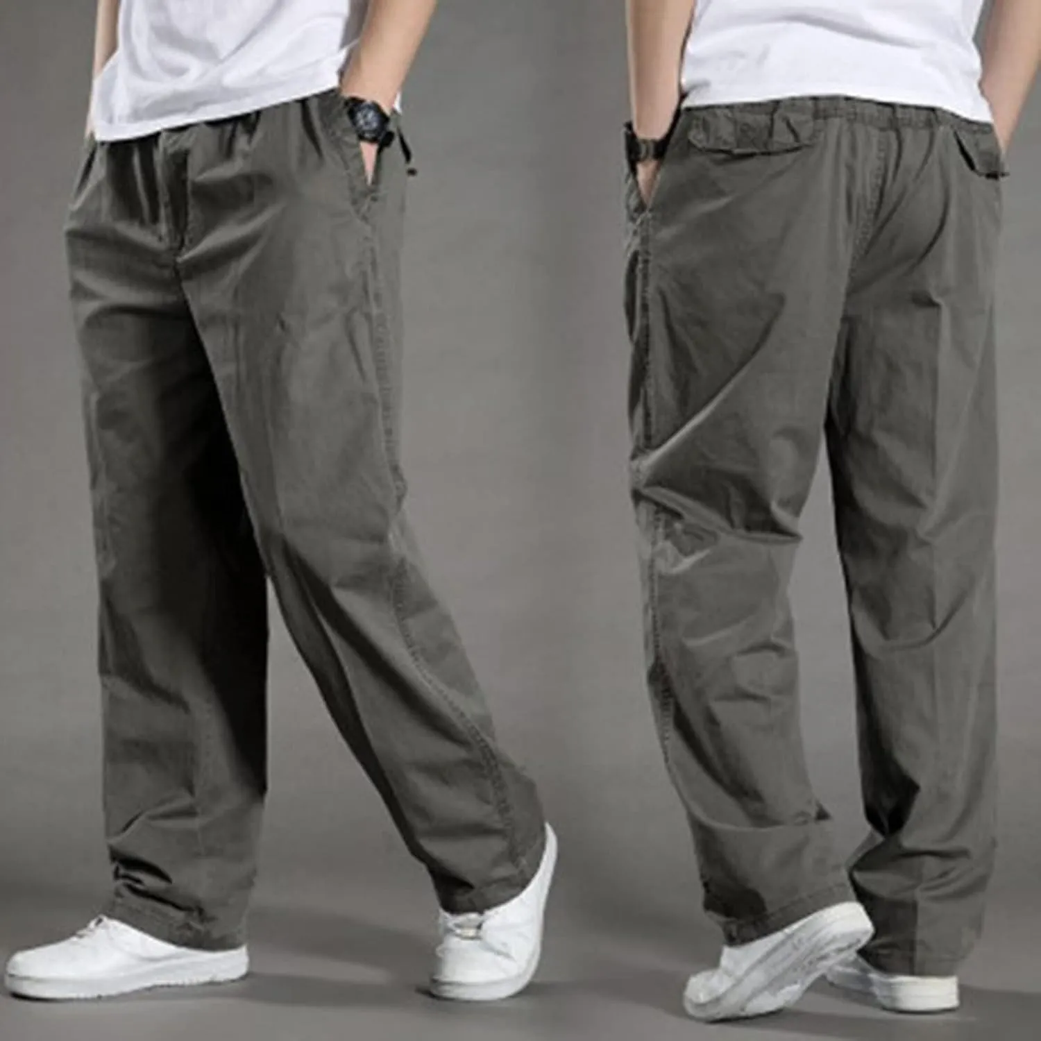 Hiking Pants Men Lightweight Big and Tall Dress Pants Casual Elastic Waist Cargo Pants Breathable Stretch Golf Pants
