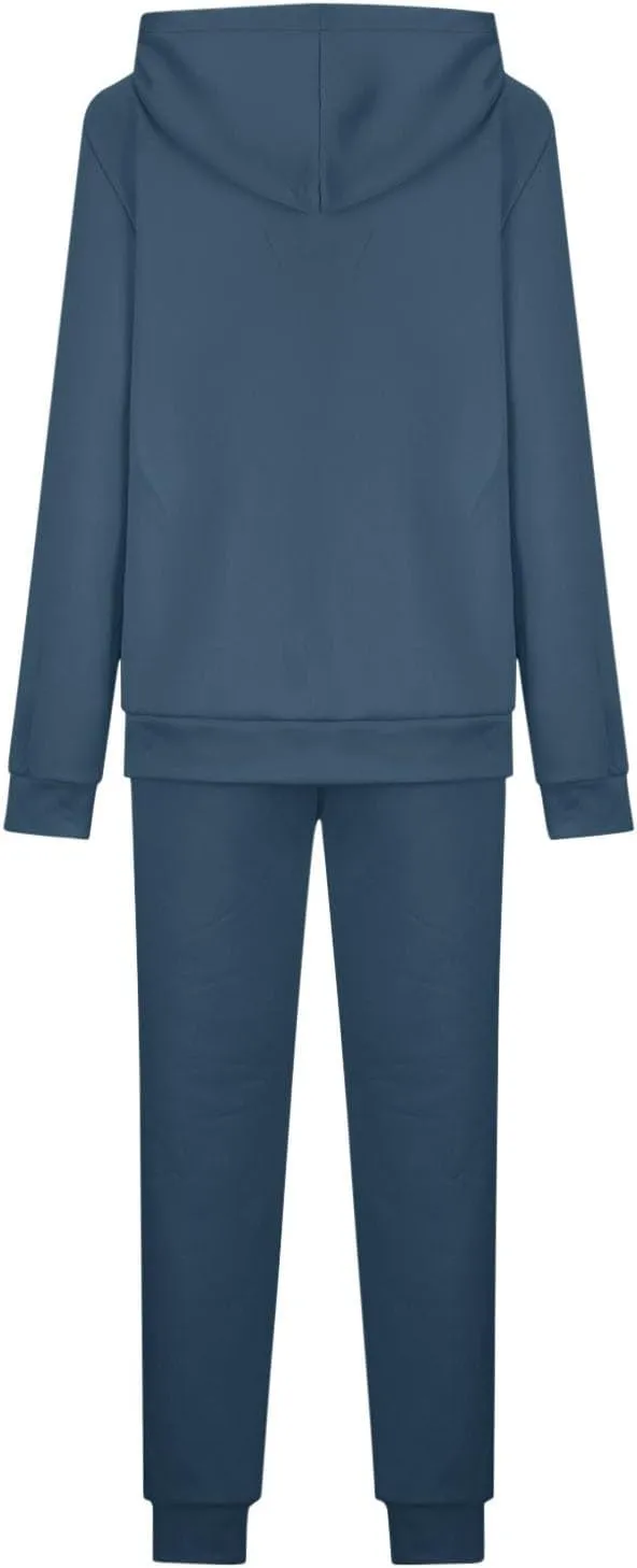 hlysgo Two Piece Sets for Women Winter Warm Lounge Set Fleece Lined Long Sleeve Hooded Pullover Drawstring Pants Sweatsuit