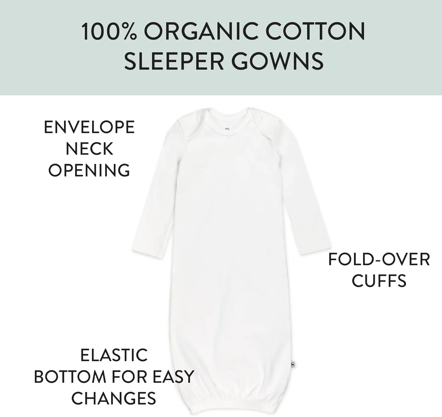 HonestBaby 2-Pack Sleeper Gowns Layette Sets 100% Organic Cotton for Newborn Baby Boys, Girls, Unisex