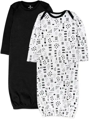 HonestBaby 2-Pack Sleeper Gowns Layette Sets 100% Organic Cotton for Newborn Baby Boys, Girls, Unisex