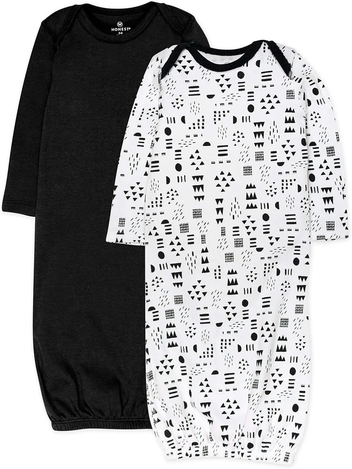 HonestBaby 2-Pack Sleeper Gowns Layette Sets 100% Organic Cotton for Newborn Baby Boys, Girls, Unisex