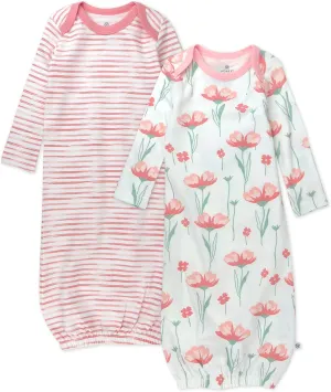 HonestBaby 2-Pack Sleeper Gowns Layette Sets 100% Organic Cotton for Newborn Baby Boys, Girls, Unisex