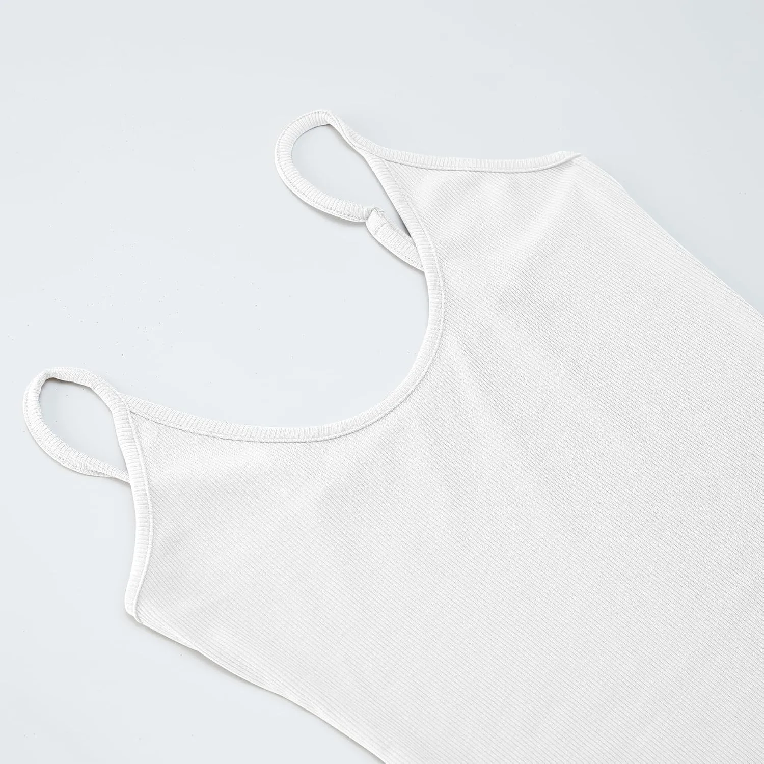 iGENJUN Tank Tops for Women 2025 Built in Shelf Bra Spaghetti Strap Summer Camisole U Neck Slim Fit Ribbed Sleeveless