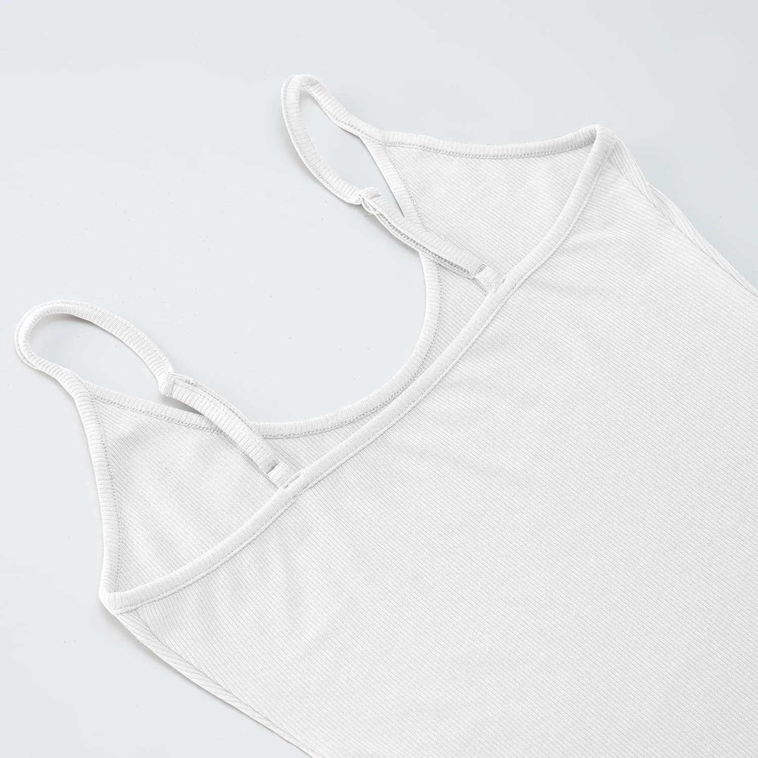 iGENJUN Tank Tops for Women 2025 Built in Shelf Bra Spaghetti Strap Summer Camisole U Neck Slim Fit Ribbed Sleeveless