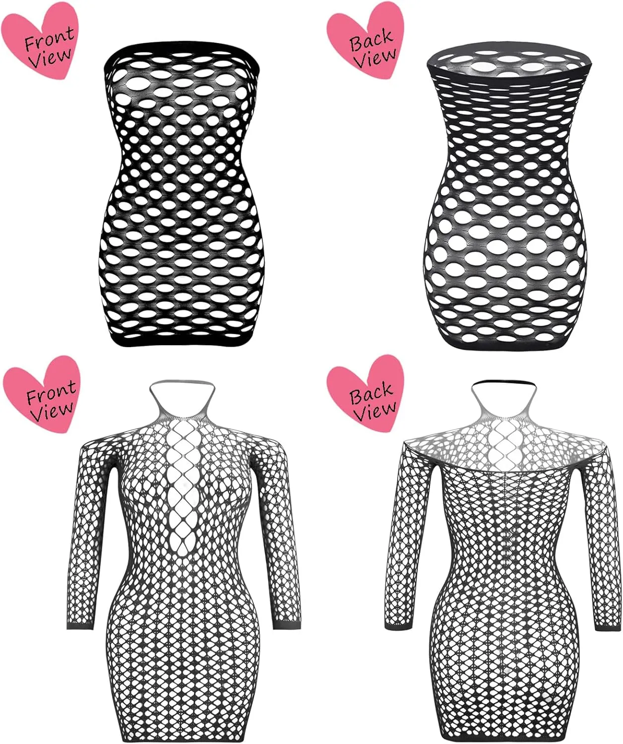 JDiction Women’s Lingerie BabyDoll Fishnet Bodysuit Sexy Nightwear(12 Pack)