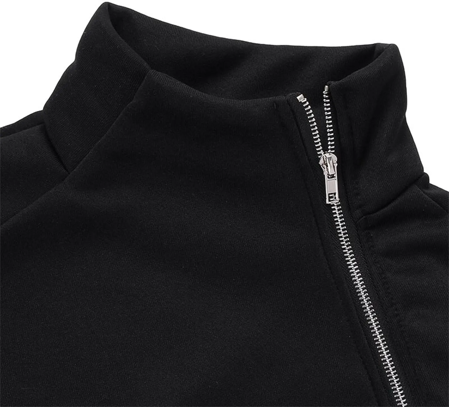 JEsilunmaMY Slim Fit Turtleneck Sweatshirt for Women Zip Irregular Hem Pullover with Thumb Hole Casual Mock Neck Sweater Tops