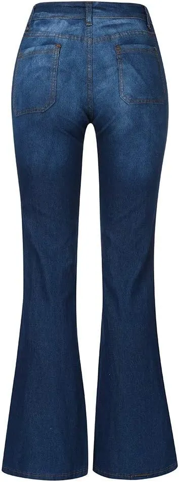 Juniors Bell Bottom High Waist Stretch Fitted Wide Leg Bootcut Denim Flare Jeans Plus Size