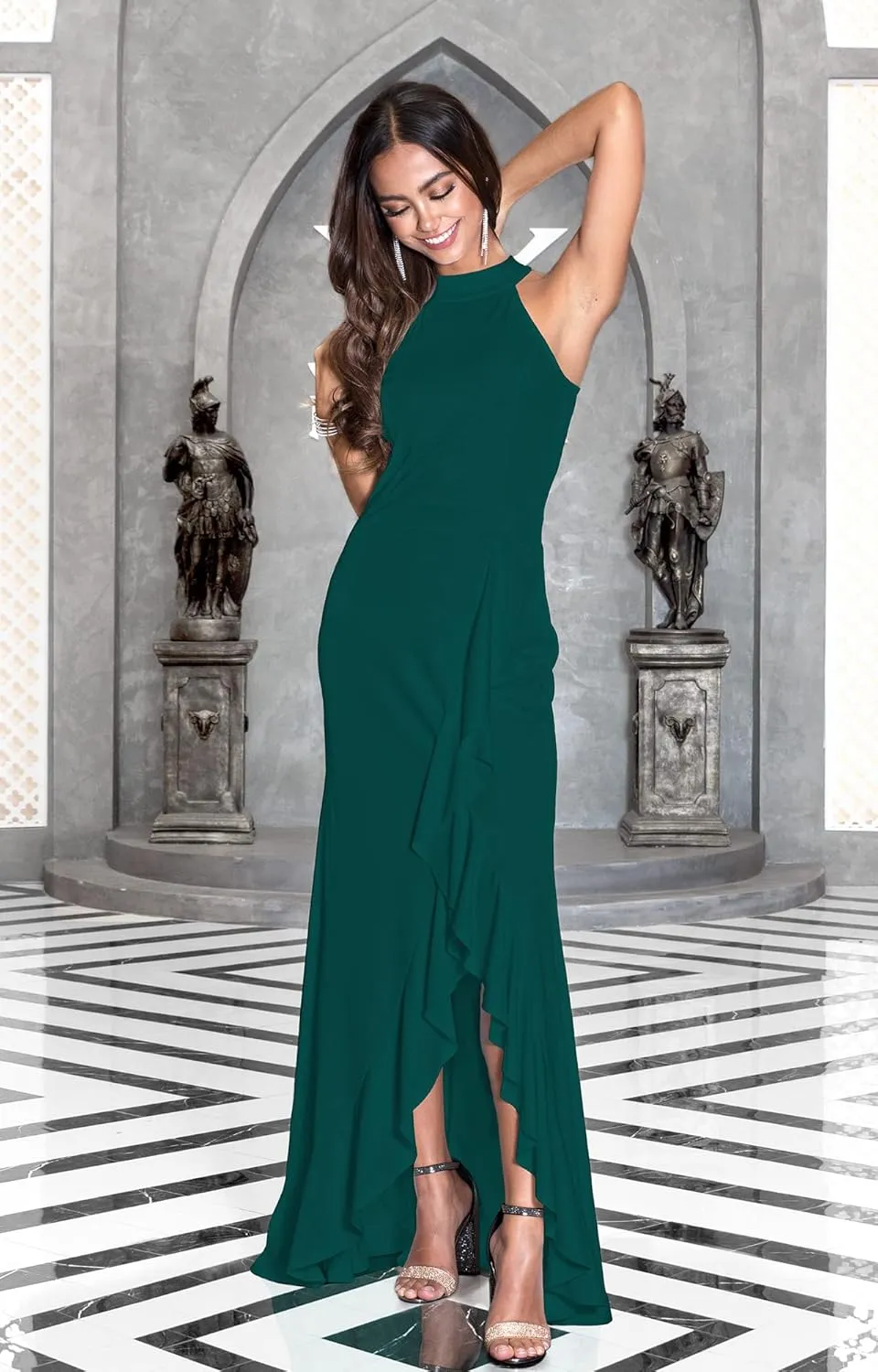 KOH KOH Womens Long Sleeveless Bridesmaid Evening Sexy Slit Tall Maxi Dress Gown