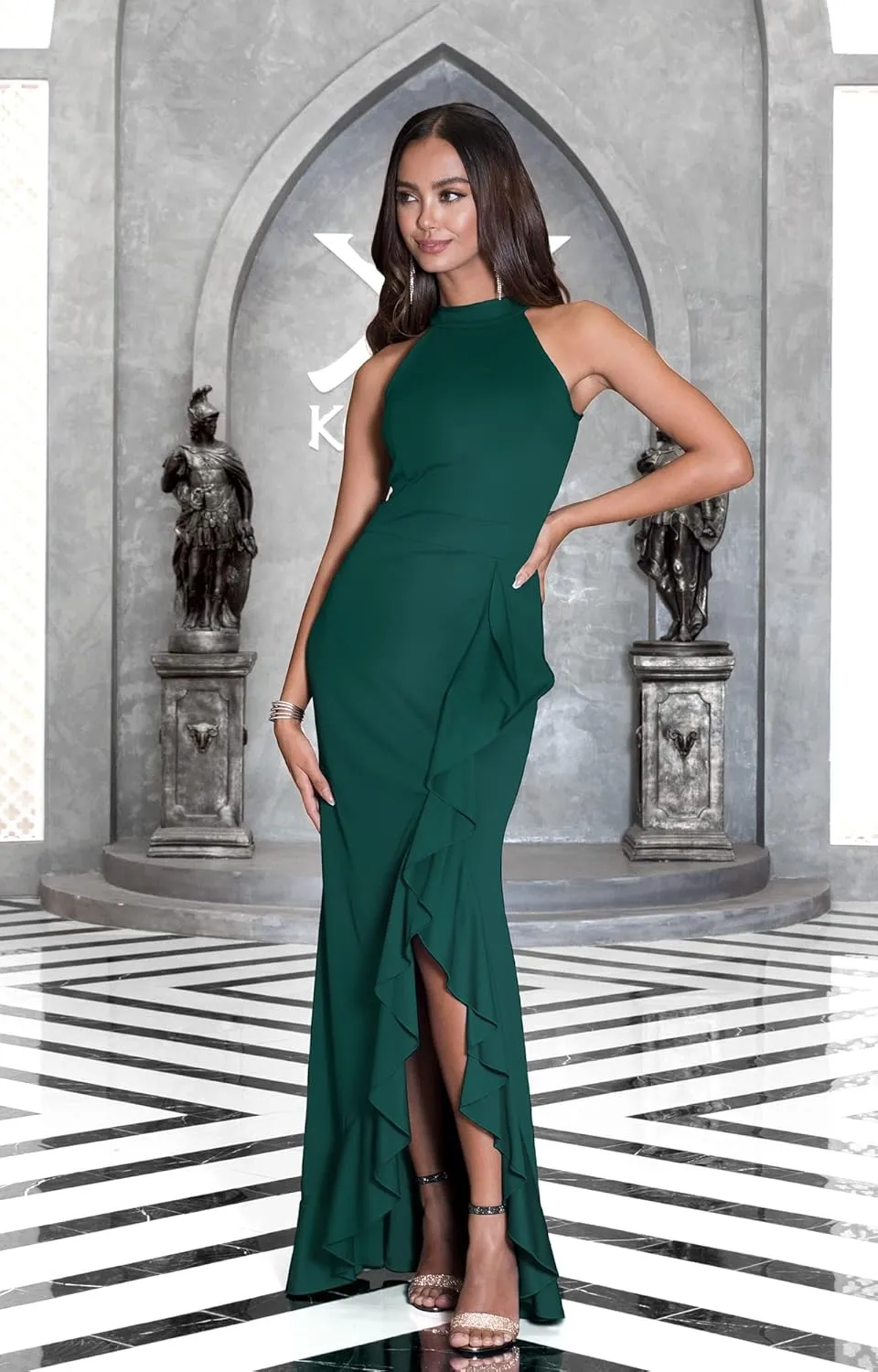 KOH KOH Womens Long Sleeveless Bridesmaid Evening Sexy Slit Tall Maxi Dress Gown