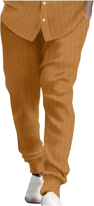 Linen Pants for Mens Casual Pants Relaxed-Fit Beach Trousers Summer Yoga Pants Soft Elastic Waist Pants