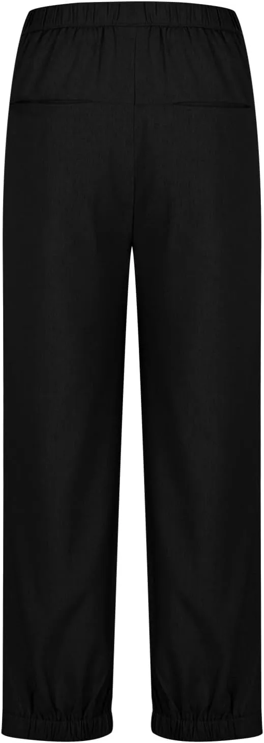 Linen Pants Women Wide Leg Pants 2024 Trendy Elastic Waist Pants Summer Flowy Casual Trousers Pants