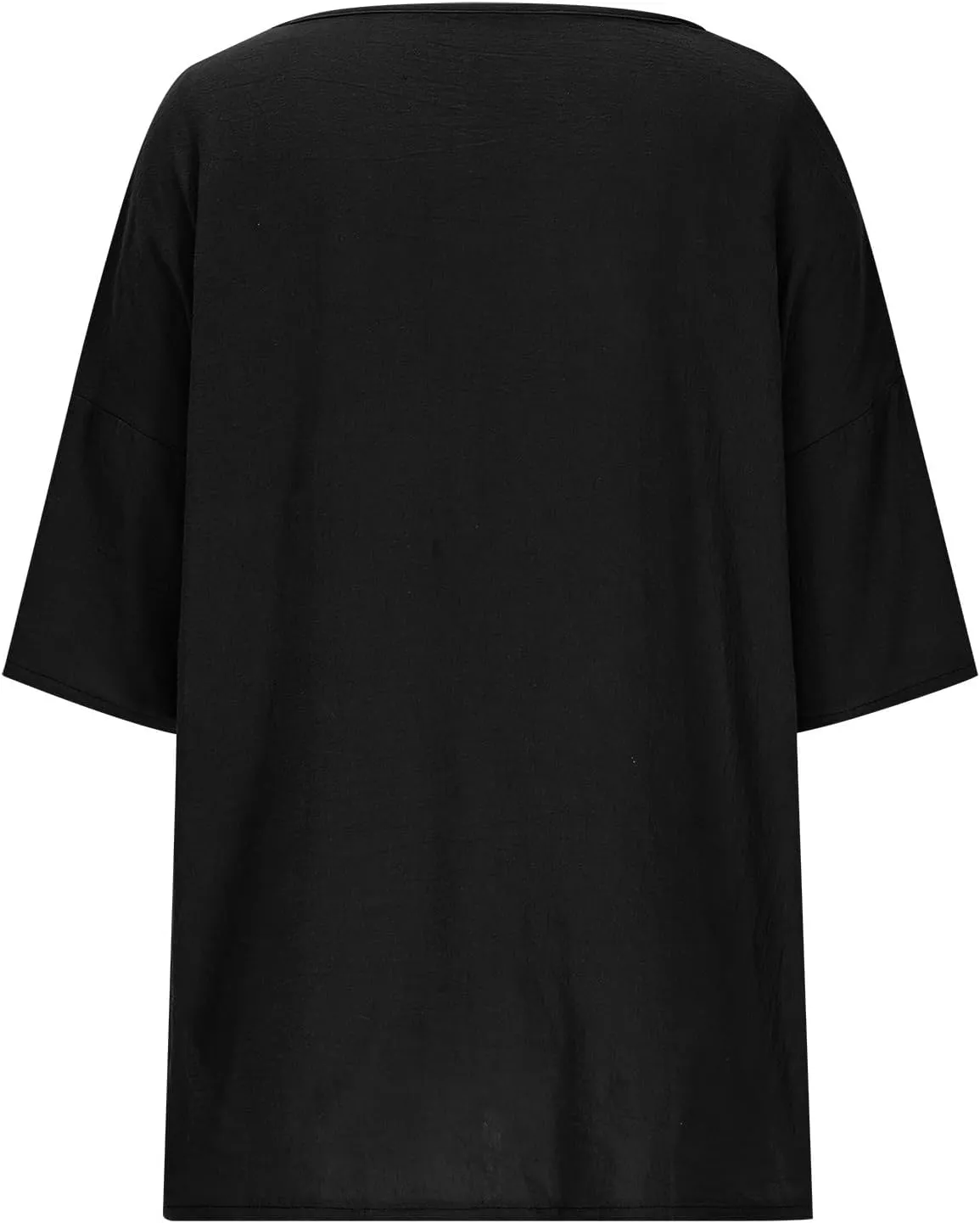 Linen Shirts for Women 2025 Basic 3/4 Sleeve Tops Summer Casual Round Neck Solid Pullover Blouse Ladies Tunic Tshirt