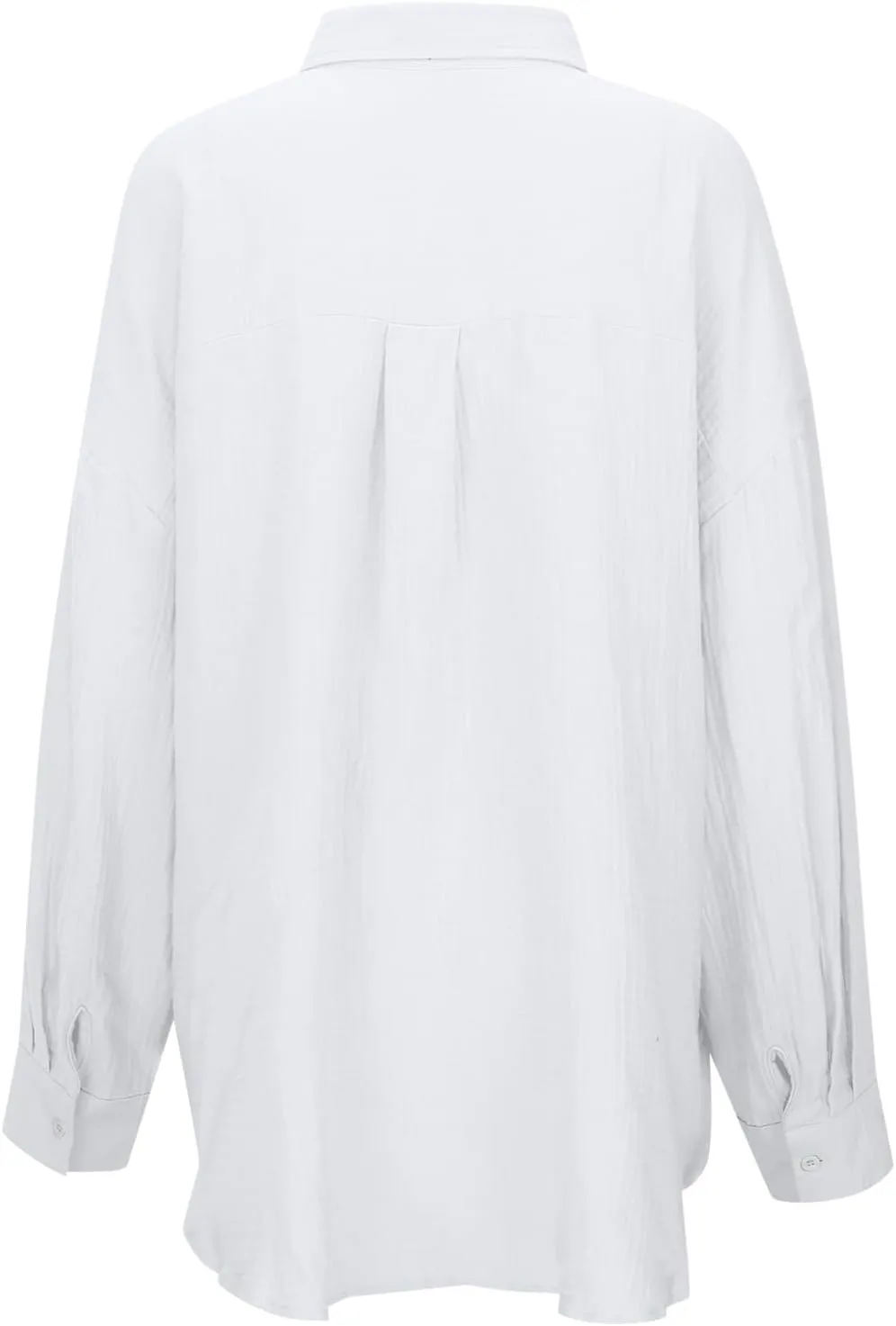 Linen Shirts for Women Summer Oversized Long Sleeve Lapel Button Down Shirt Lightweight Gauze Tops Loose Casual Blouses