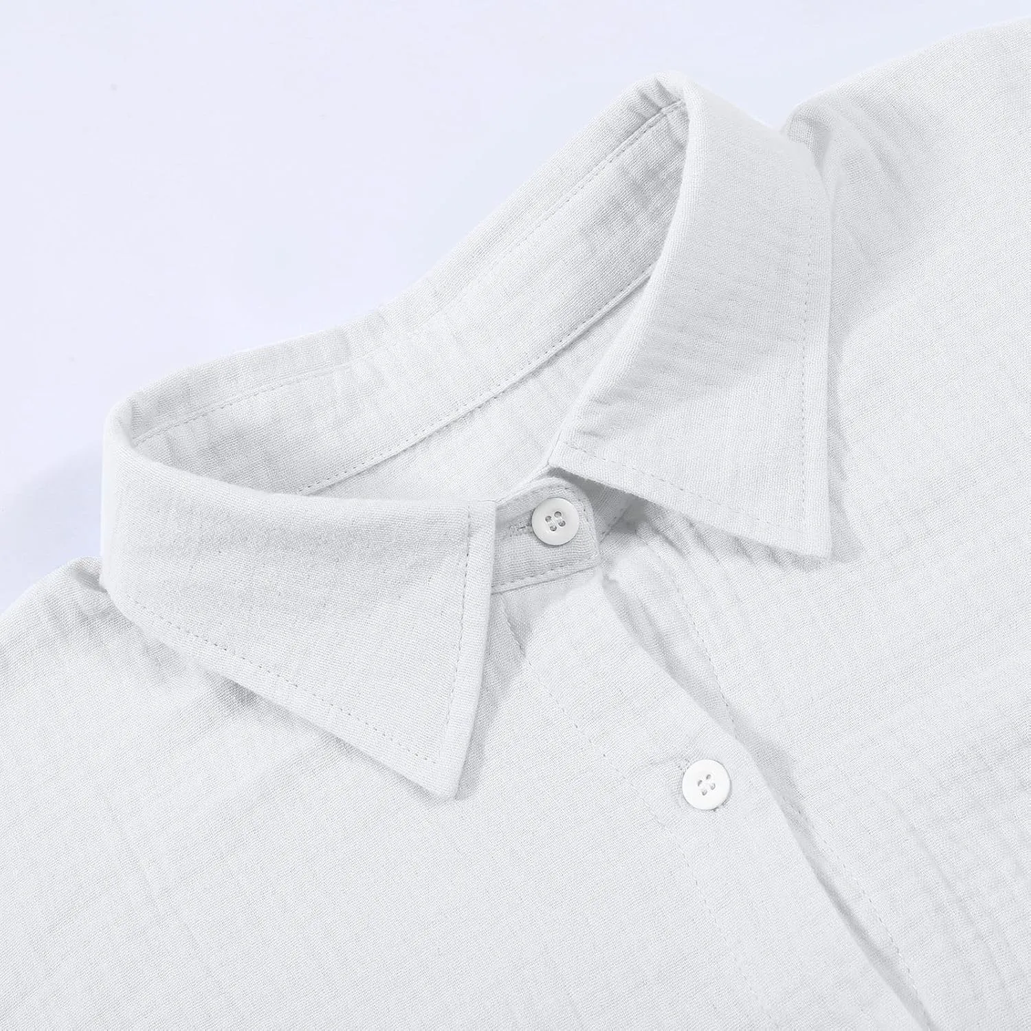 Linen Shirts for Women Summer Oversized Long Sleeve Lapel Button Down Shirt Lightweight Gauze Tops Loose Casual Blouses