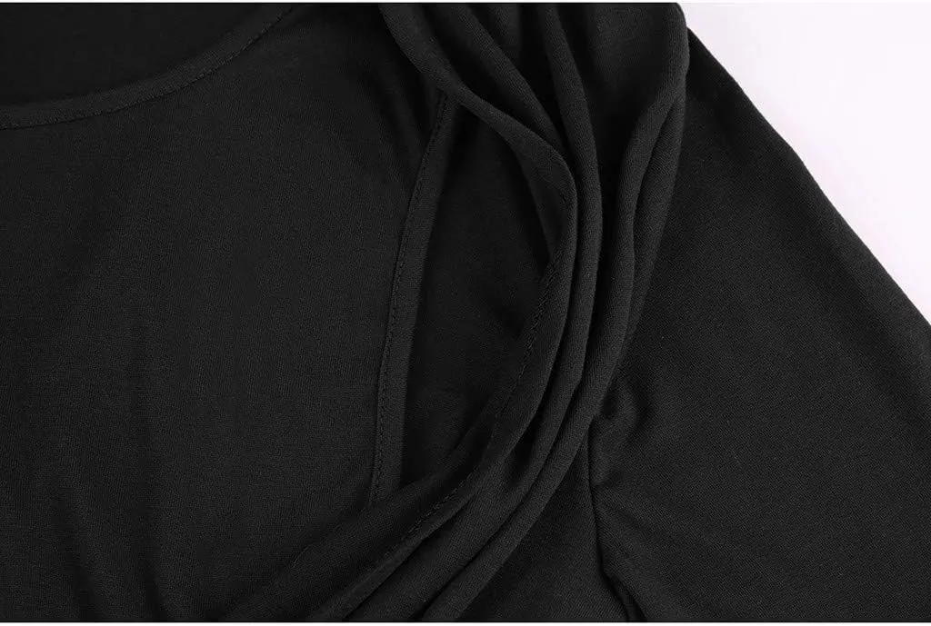 Long Sleeve Maternity Shirts for Women Tie Front Wrap Nursing Tops Double Layer Breastfeeding Blouse Clothes