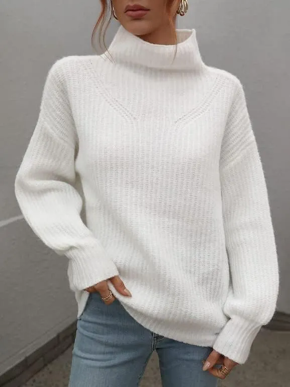 LOUSEA Women's Solid Turtleneck high Neck Long Sleeve Sweater Knit Pullover Outerwear Loose