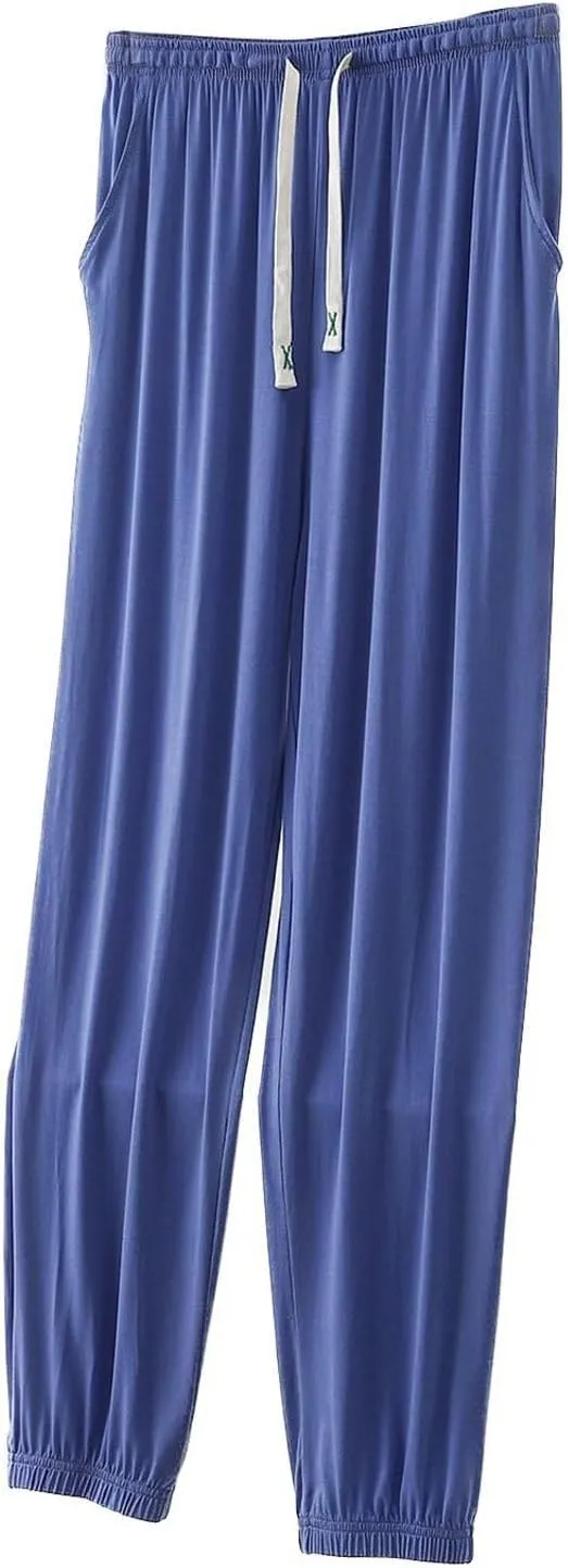 Lu's Chic Men's Summer Lounge Pants Lightweight Pj Bottoms Soft Fall Modal Comfy Stretch Closed Bottom Joggers w/Pockets