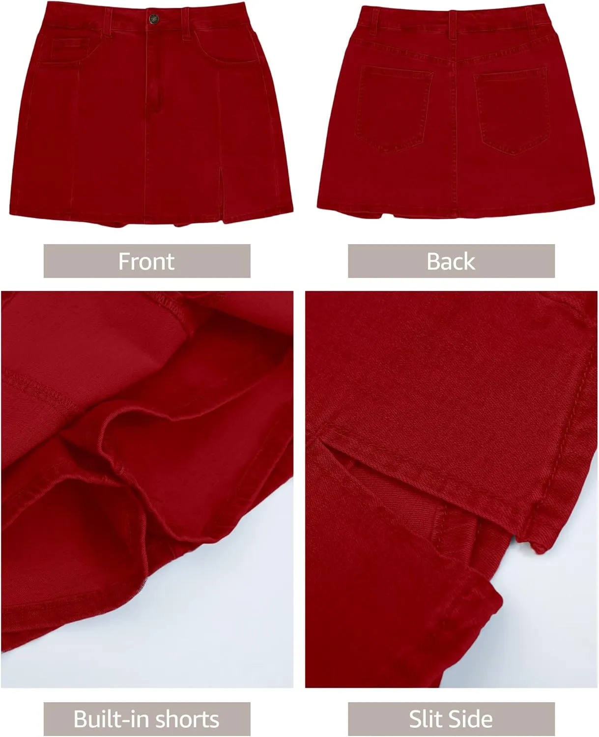 luvamia Skorts Skirts for Women Denim Mini Skirt Side Slit with High Waisted Jean Shorts Stretchy