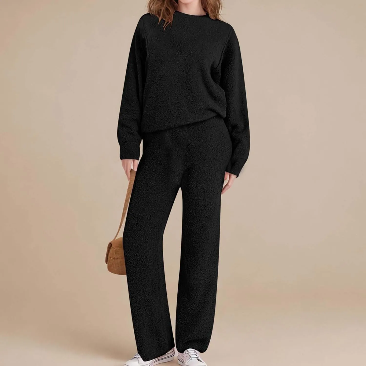 Matching Sets Women Clothing Fuzzy Fleece Pajama Set for Women 2 Piece Winter Lounge Sets