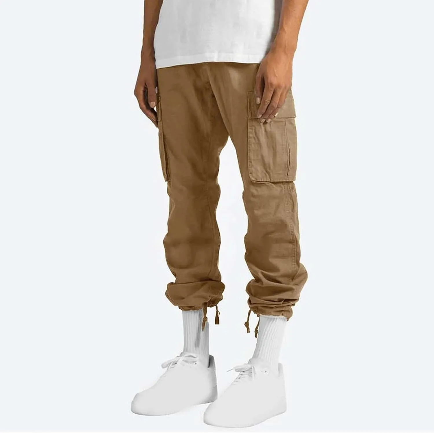 Men Cargo Pants with Multi Pockets Elastic Waist Oversized Sweatpants Outdoor Hiking Trousers Athletic Joggers