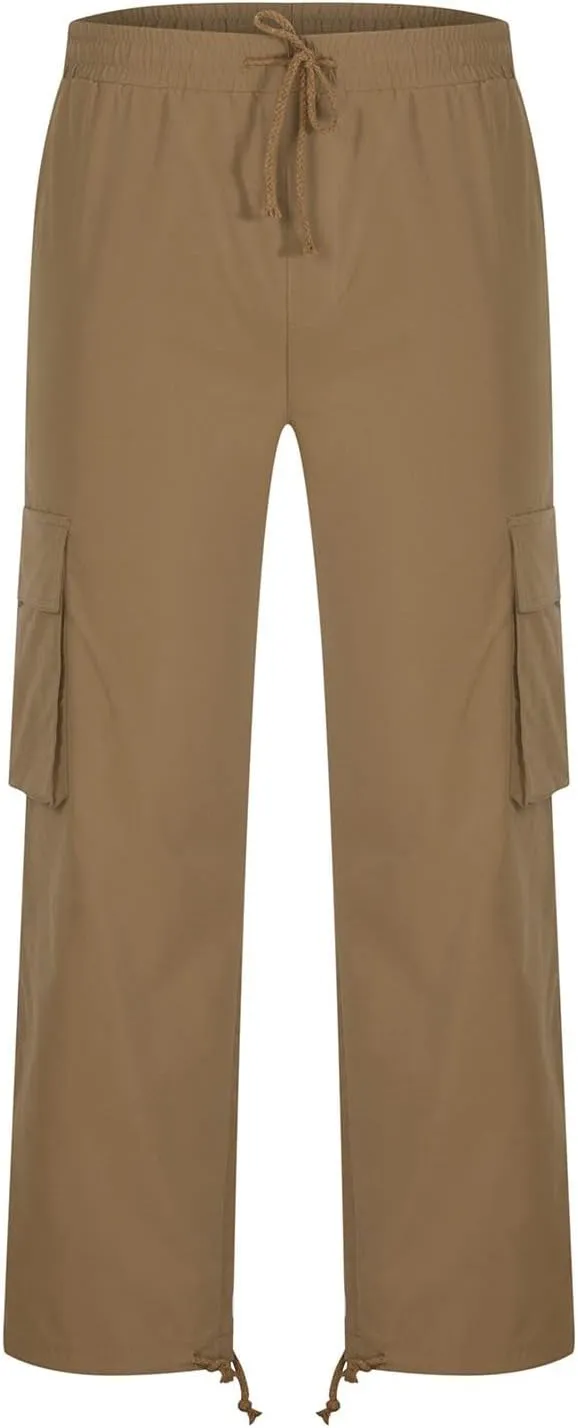 Men Cargo Pants with Multi Pockets Elastic Waist Oversized Sweatpants Outdoor Hiking Trousers Athletic Joggers