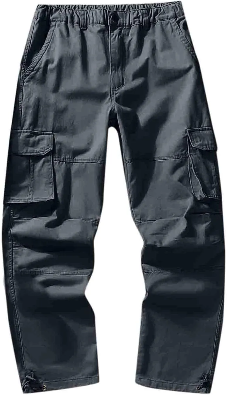 Men Casual Fashion Multi Pocket Zipper Buckle Male Cargo Pants Outdoor Pants Tooling Pants Mens Cargo Pants