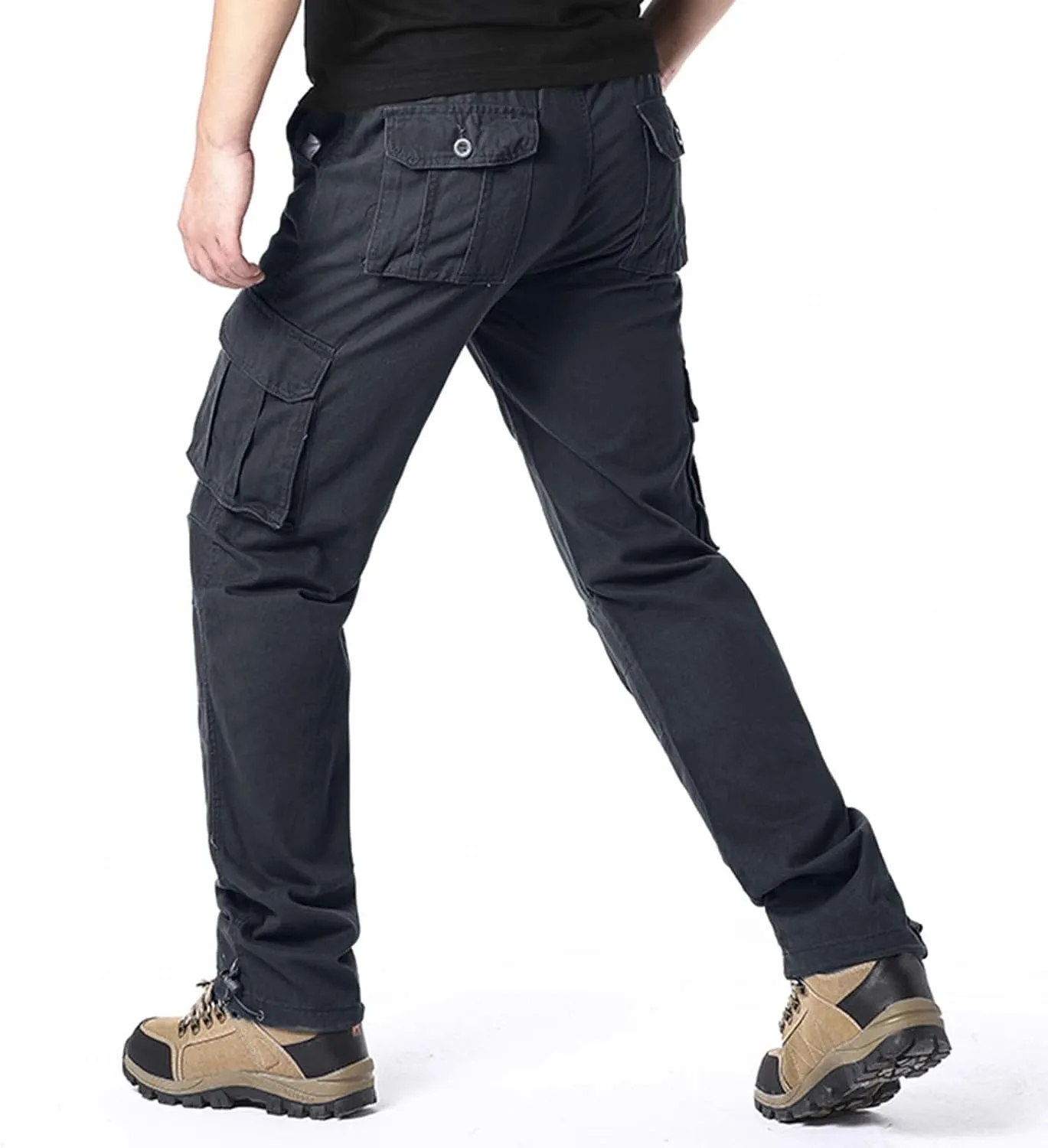 Men Casual Fashion Multi Pocket Zipper Buckle Male Cargo Pants Outdoor Pants Tooling Pants Mens Cargo Pants