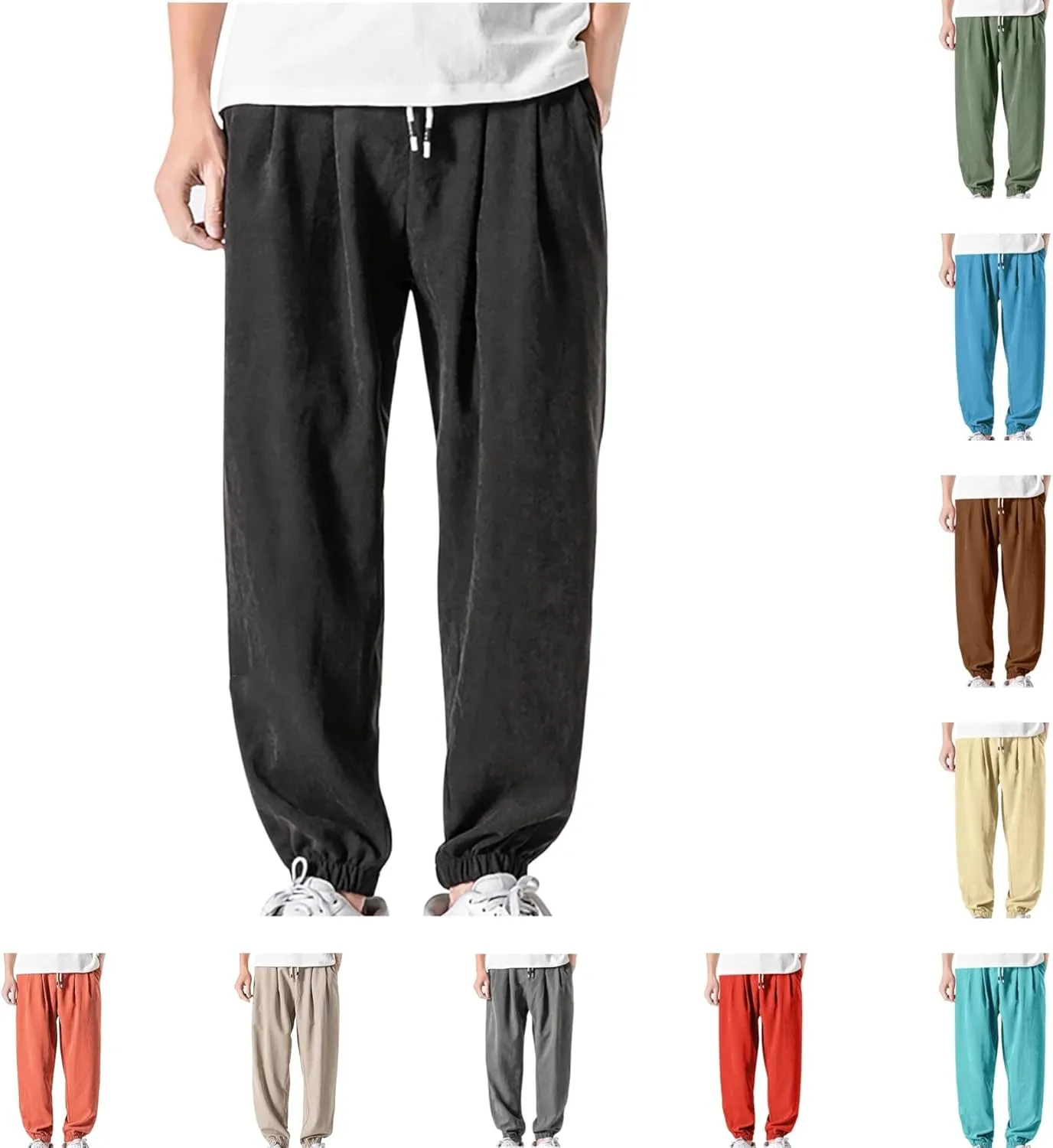 Mens Baggy Sweatpants Casual Relaxed Fit Baggy Pants Elastic Waist Drawstring Big and Tall Joggers Cargo Hiking Pants