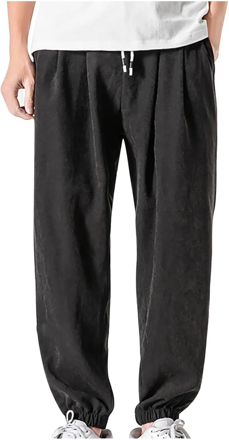 Mens Baggy Sweatpants Casual Relaxed Fit Baggy Pants Elastic Waist Drawstring Big and Tall Joggers Cargo Hiking Pants