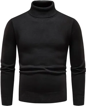 Men's Cardigan Sweaters with Buttons Ribbed Slim Fit Knitted Pullover Autumn Winter Turtleneck Solid Sweater, M-4XL