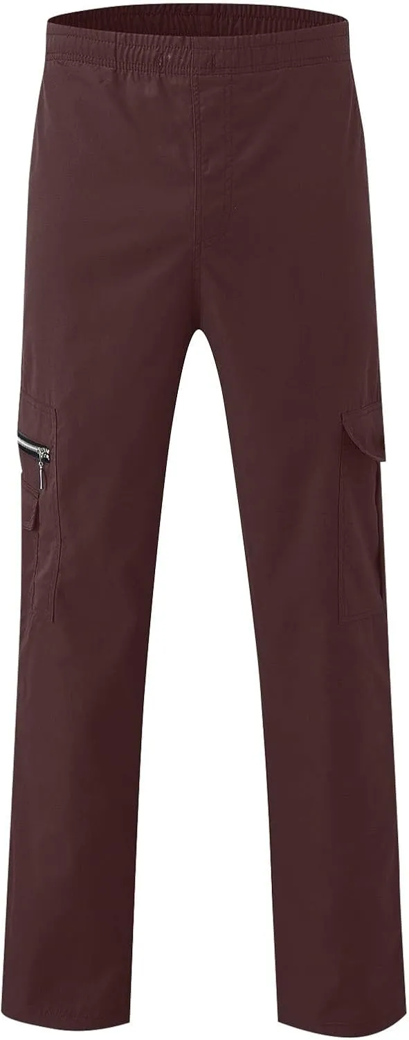 Mens Cargo Pants Relaxed Fit Elastic Waist Pants Straight Leg Chinos Pants High Waisted Track Pants with Pockets