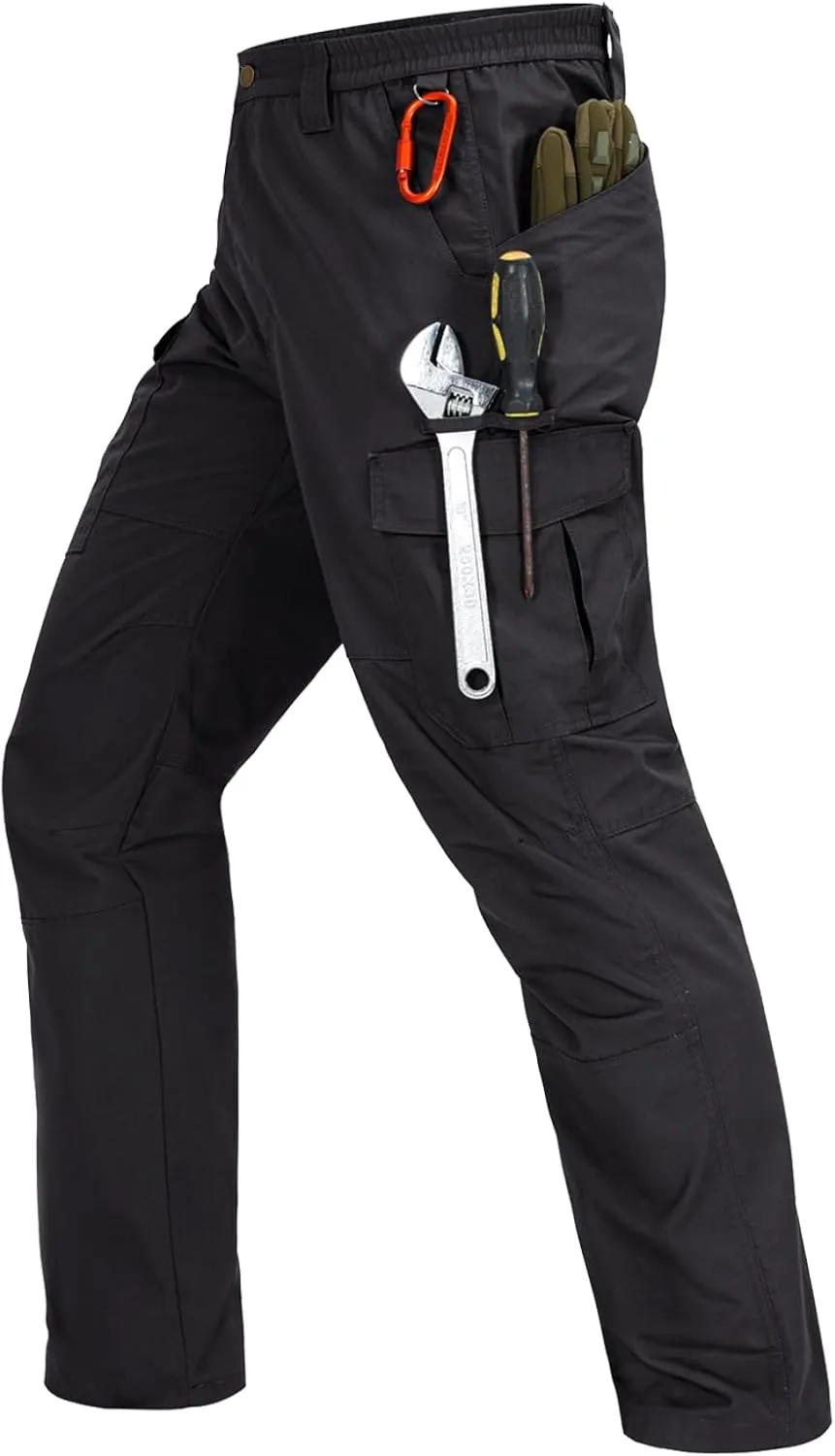 Mens Cargo Pants Waterproof Hiking Pants for Men Ripstop Tactical Pants Multi Work Pants with 7 Pockets